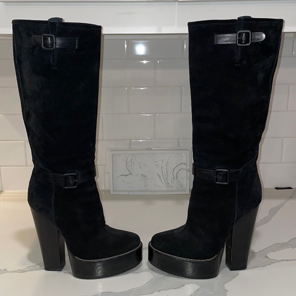 BALENCIAGA BLACK SUEDE BOOTS MADE IN ITALY SIZE 37 (7 US) - Picture 11 of 17